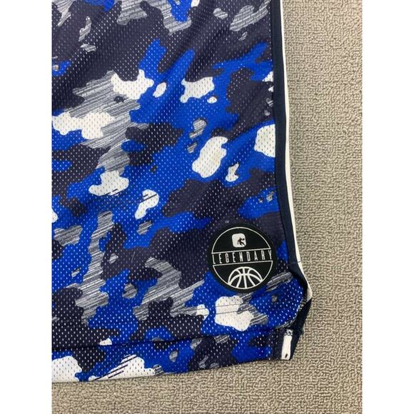 AND1 Basketball Jersey Men L Blue Camo Print Mesh Tank Logo Patch Sleeveless - Picture 7 of 8